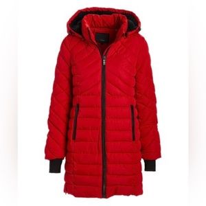 Red Quilted Side-Zip Parka - Women plus size 3xl